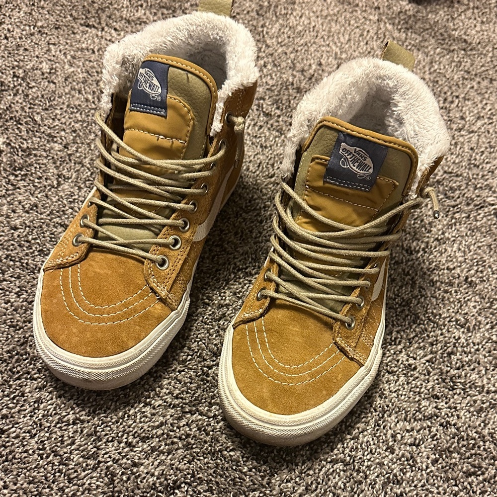Vans Tan and Cream High-Top Sneakers